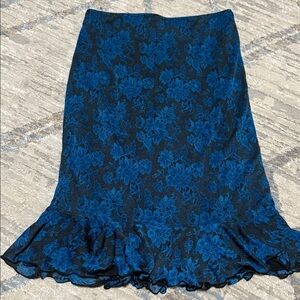 Express Blue and Black Floral Skirt